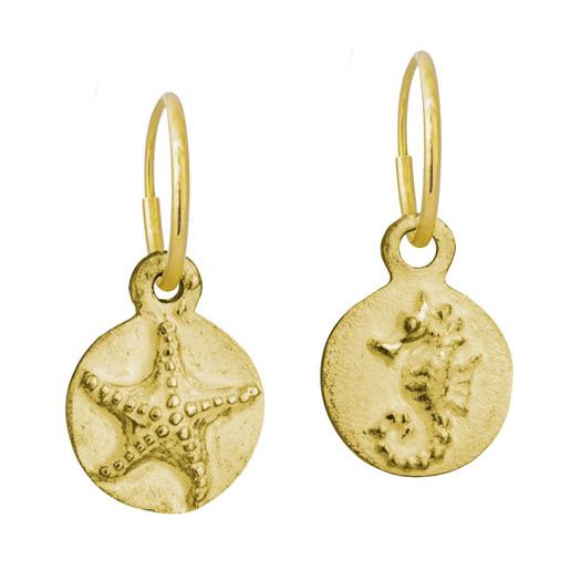 Gold Starfish + Seahorse • MISMATCH ENDLESS HOOP CHARM EARRING PAIR-Brevard