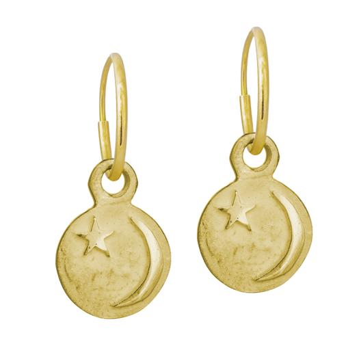 Gold Star and Crescent • Endless Hoop Charm Earring-Brevard