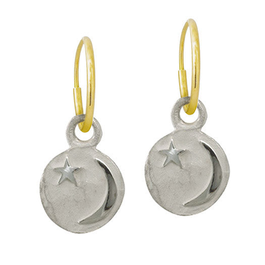 Star and Crescent • Endless Hoop Charm Earring-Brevard