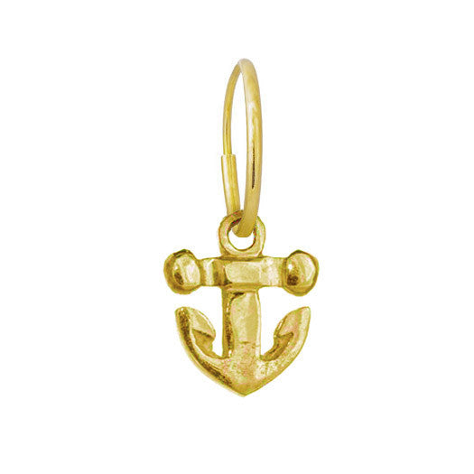 Gold Tiny Anchor • Endless Hoop Charm Earring-Brevard