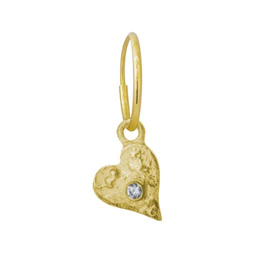 Gold Tiny Apollo Heart with Stone • Endless Hoop Charm Earring-Brevard