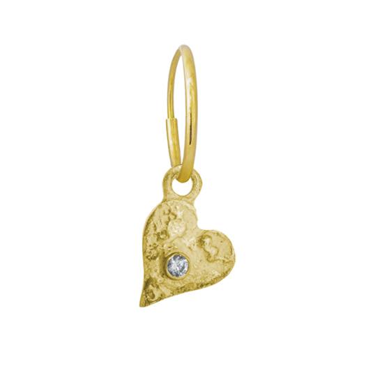 Gold Tiny Apollo Heart with Stone • Endless Hoop Charm Earring-Brevard