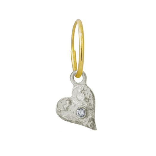Tiny Apollo Heart with Stone • Endless Hoop Charm Earring-Brevard