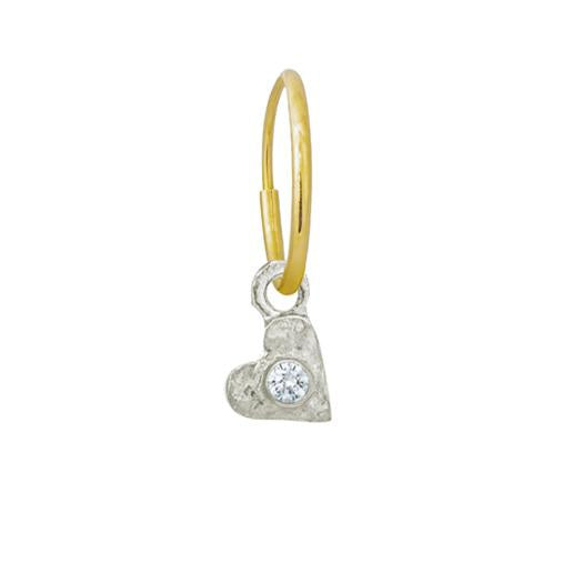 Tiny Center Heart with Stone • Endless Hoop Charm Earring-Brevard
