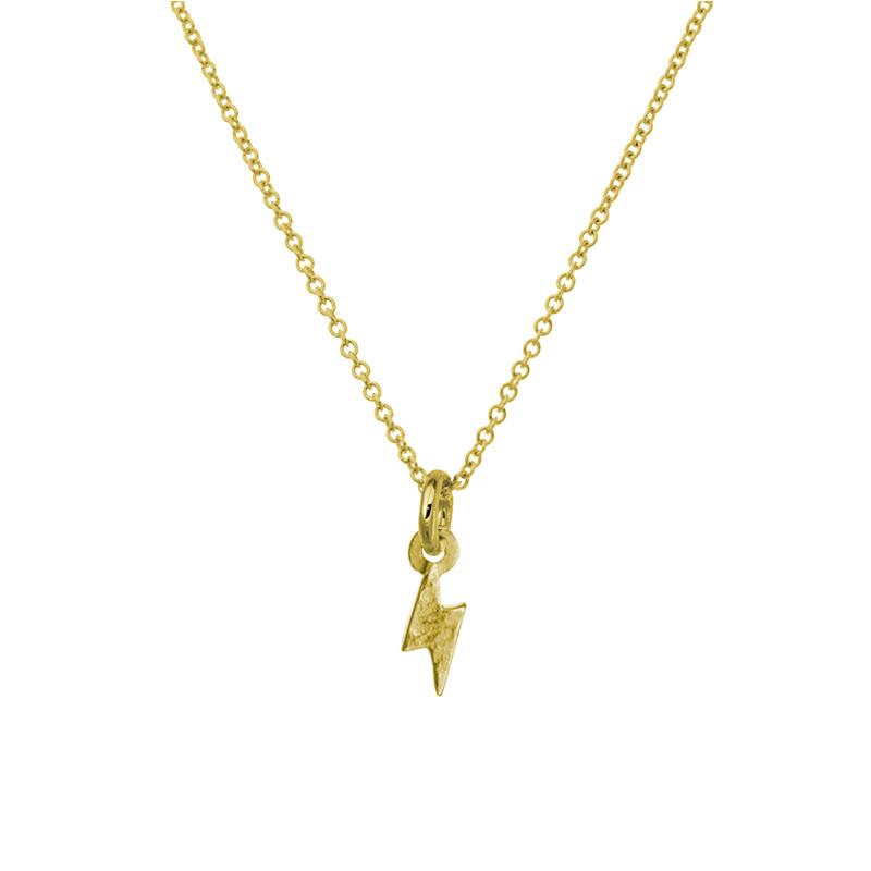 Gold Tiny Center Lightning Bolt Charm Necklace-Brevard