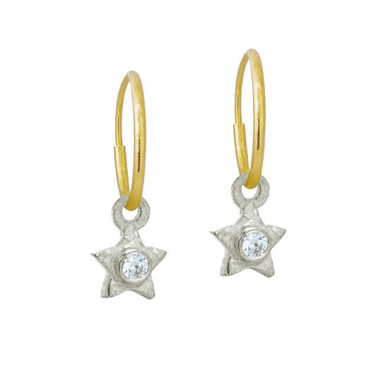 Tiny Center Star with Stone • Endless Hoop Charm Earring-Brevard