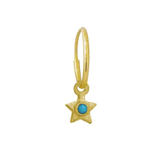 Gold Tiny Center Star with Turquoise • Endless Hoop Charm Earring-Brevard