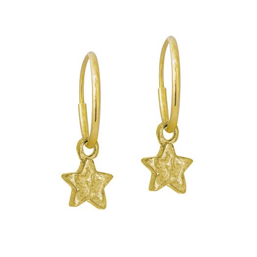 Gold Tiny Center Star • Endless Hoop Charm Earring-Brevard
