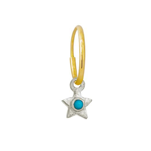 Tiny Center Star with Turquoise • Endless Hoop Charm Earring-Brevard