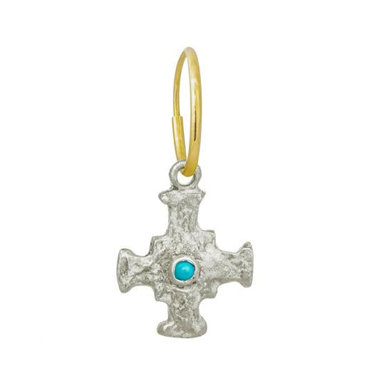 E.T. Cross with Turquoise • Endless Hoop Charm Earring-Brevard