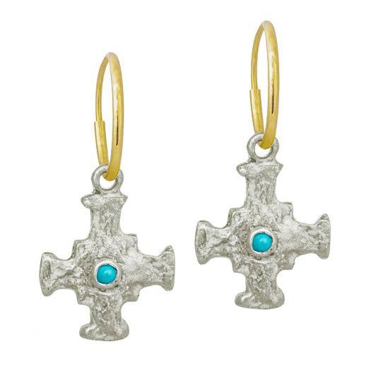 E.T. Cross with Turquoise • Endless Hoop Charm Earring-Brevard