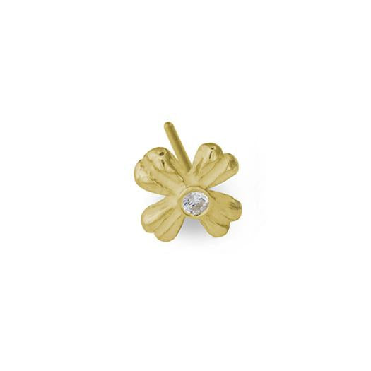 Gold Tiny Flower Stud Earring with Stone-Brevard