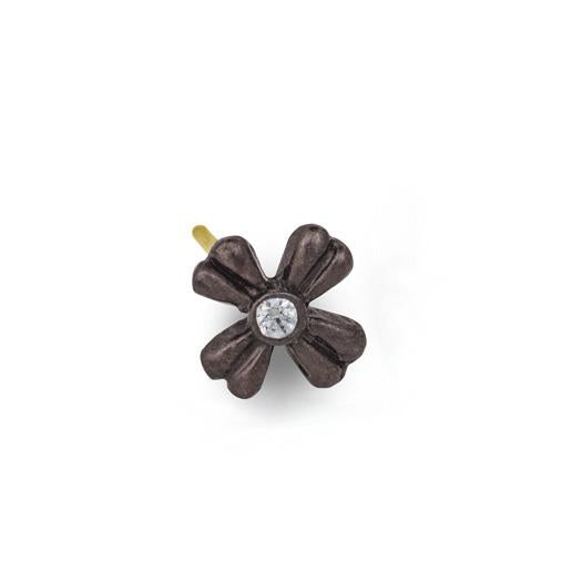 Oxidized Tiny Flower Stud Earring with Stone-Brevard