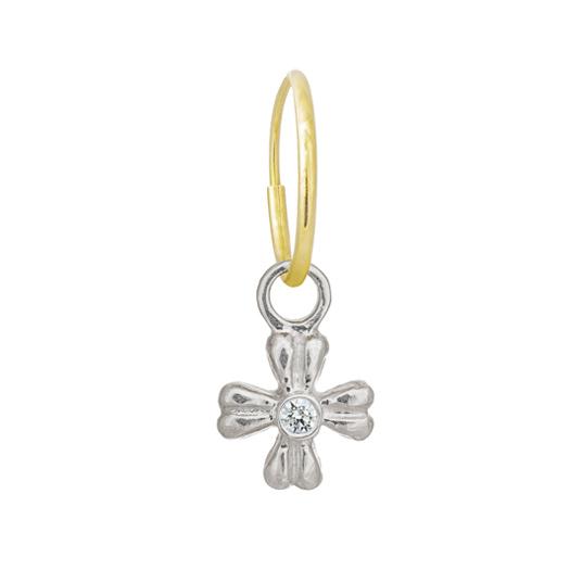 Tiny Flower with Stone • Endless Hoop Charm Earring-Brevard