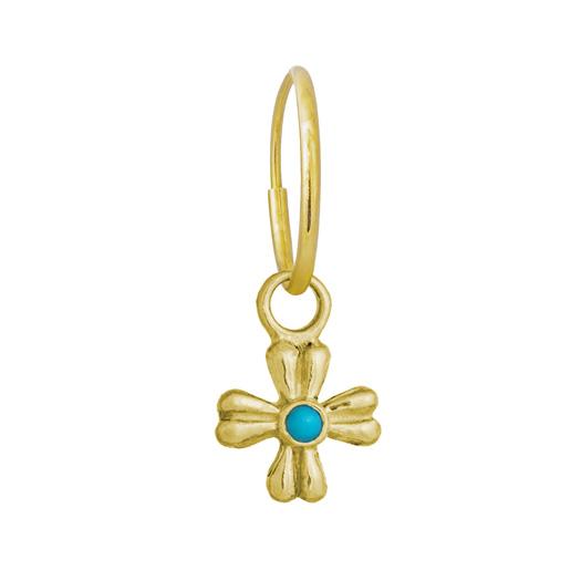 Gold Turquoise Tiny Flower • Endless Hoop Charm Earring-Brevard