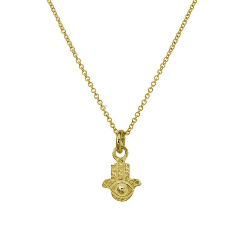 Gold Tiny Hamsa Charm Necklace-Brevard