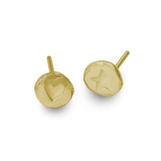 Gold Tiny Heart + Tiny Star • Mismatch Stud Earring Pair-Brevard