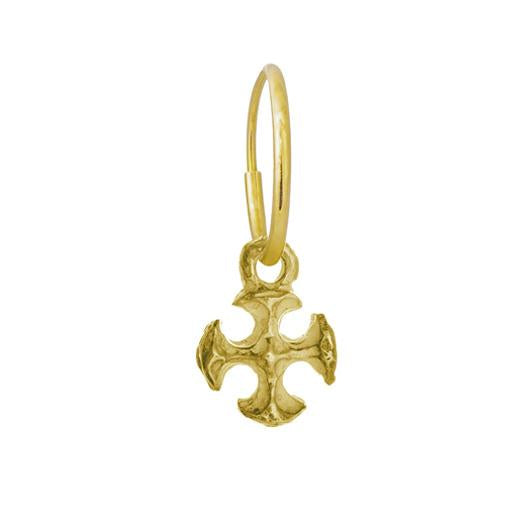 Gold Tiny Lotus Cross • Endless Hoop Charm Earring-Brevard