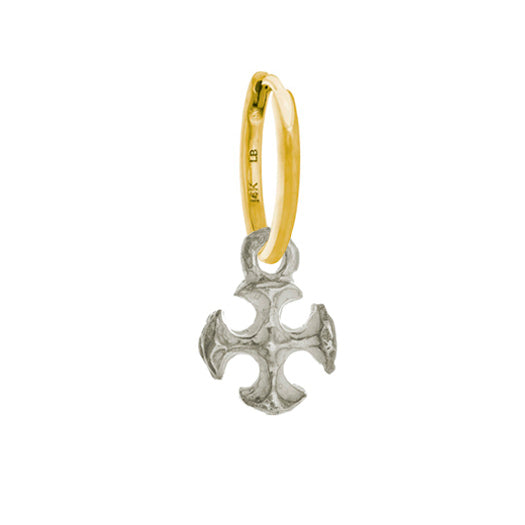Tiny Lotus Cross • Huggie Charm Earring-Brevard
