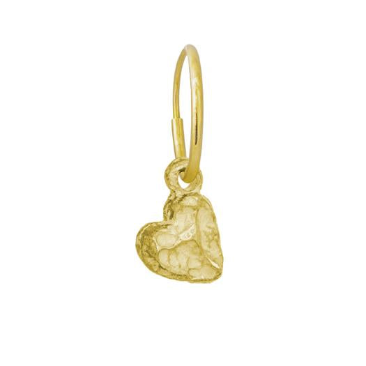 Gold Tiny Lotus Heart • Endless Hoop Charm Earring-Brevard