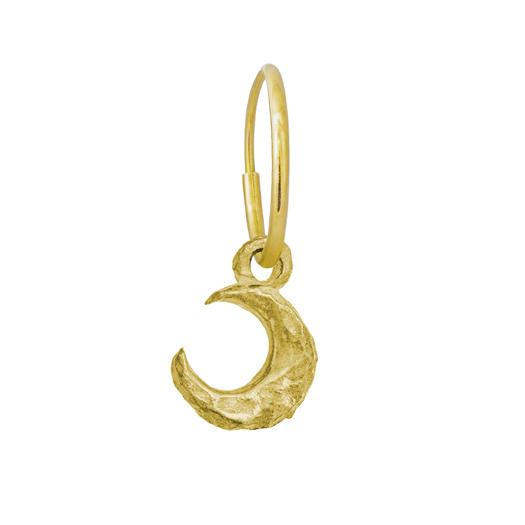 Gold Tiny Lotus Moon • Endless Hoop Charm Earring-Brevard
