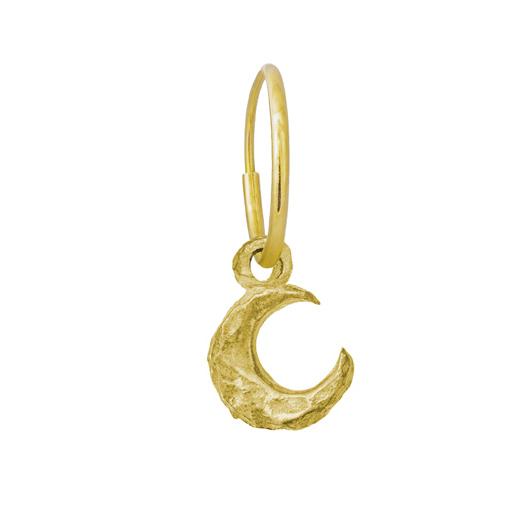 Gold Tiny Lotus Moon • Endless Hoop Charm Earring-Brevard