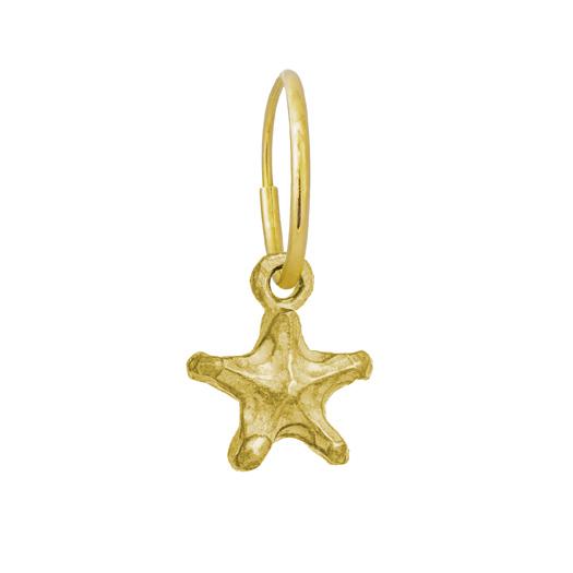 Gold Tiny Lotus Star • Endless Hoop Charm Earring-Brevard