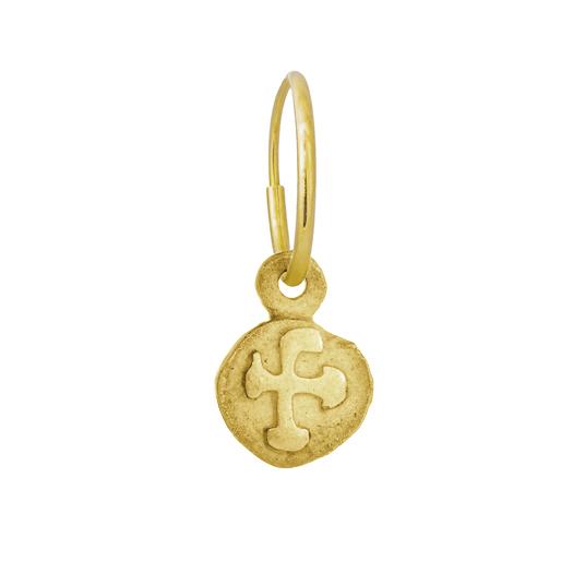Gold Tiny Marina Cross • Endless Hoop Charm Earring-Brevard