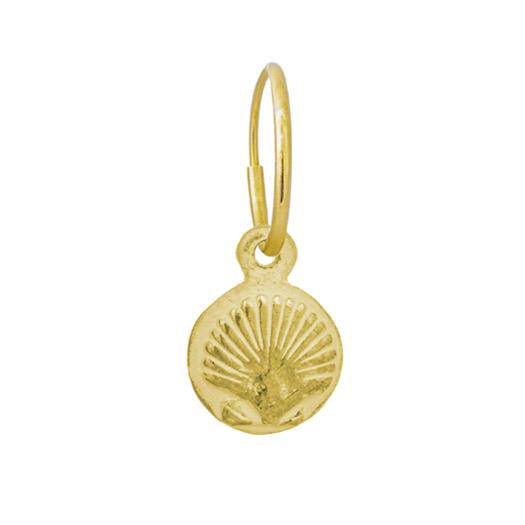 Gold Tiny Marina Shell • Endless Hoop Charm Earring-Brevard