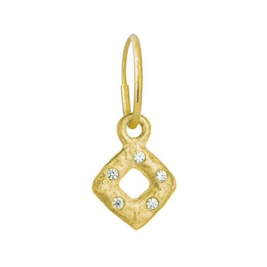 Gold Tiny Diamond Old Money with Stone • Endless Hoop Charm Earring-Brevard