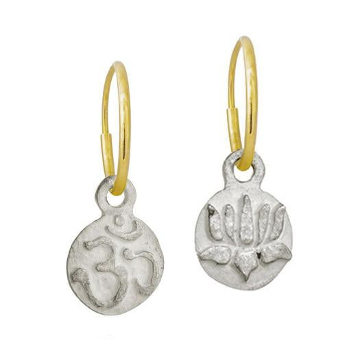 Tiny Ohm + Tiny Lotus Flower Mismatch Earring Pair-Brevard