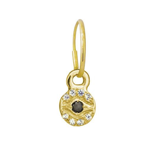 Gold Pavé Tiny Eye of Horus • Endless Hoop Charm Earring-Brevard