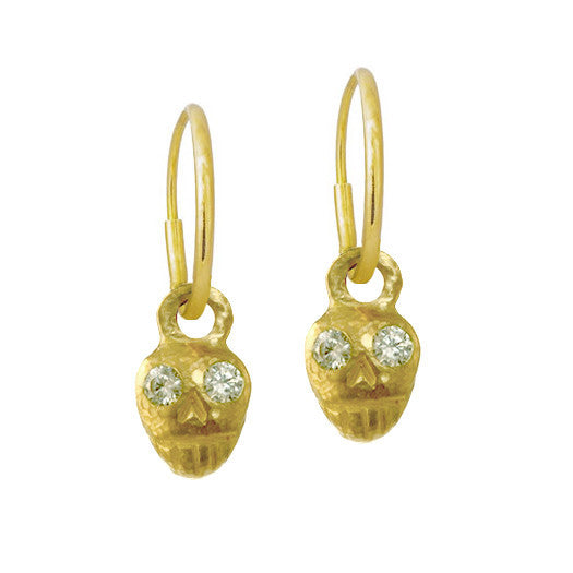 Gold Tiny Pirate with Stones • Endless Hoop Charm Earring-Brevard