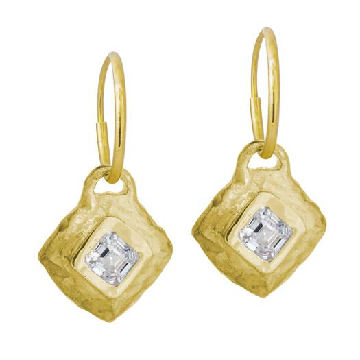 Gold Tiny Roma Diamond • Endless Hoop Charm Earring-Brevard