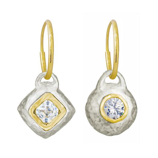 Two-Tone Tiny Diamond Roma + Tiny Roma Mismatch Earring Pair-Brevard