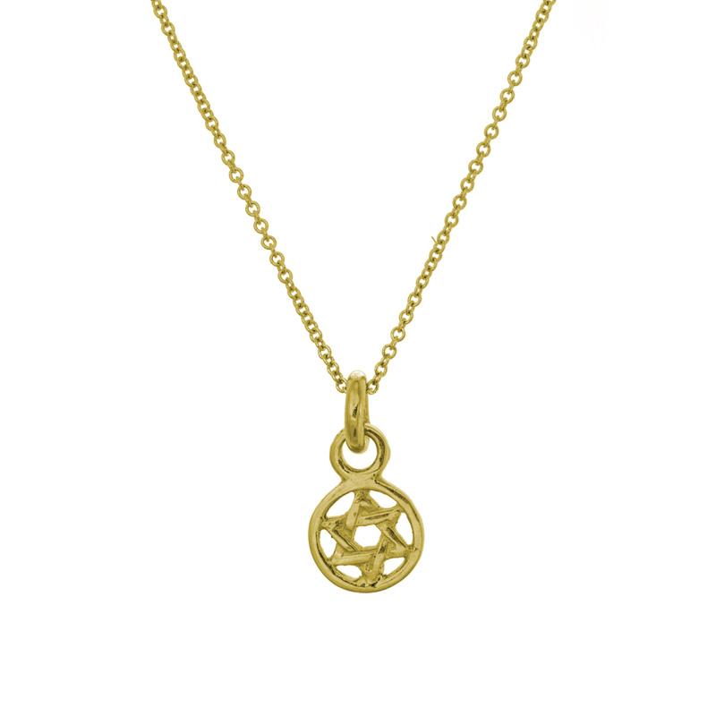 Gold Tiny Star of David Charm Necklace-Brevard