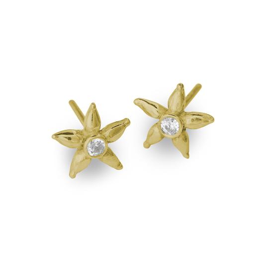 Gold Tiny Stella Stud Earring with Stone-Brevard