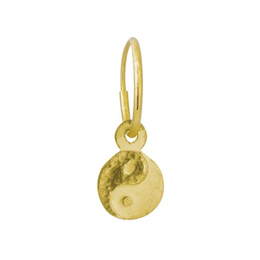 Gold Tiny Yin Yang Coin • Endless Hoop Charm Earring-Brevard