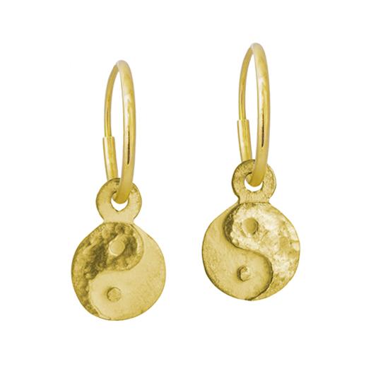 Gold Tiny Yin Yang Coin • Endless Hoop Charm Earring-Brevard