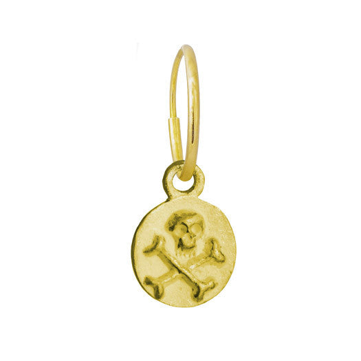 Gold Tiny Pirate Coin • Endless Hoop Charm Earring-Brevard