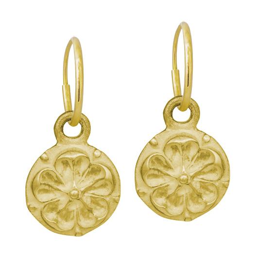 Gold Tudor Rose Coin • Endless Hoop Charm Earring-Brevard