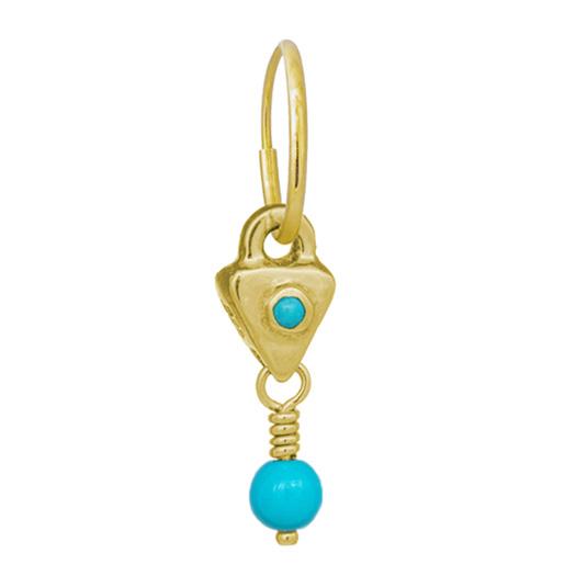 Gold Turquoise Triangle Drop • Endless Hoop Charm Earring-Brevard