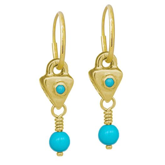 Gold Turquoise Triangle Drop • Endless Hoop Charm Earring-Brevard