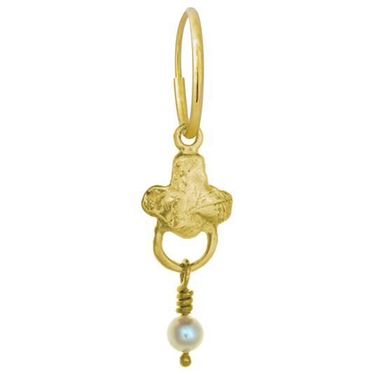 Gold Venice with Pearl • Endless Hoop Charm Earring-Brevard