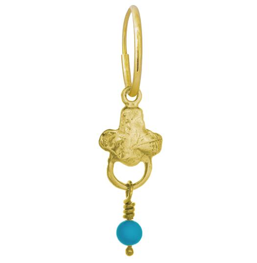 Gold Venice with Turquoise • Endless Hoop Charm Earring-Brevard